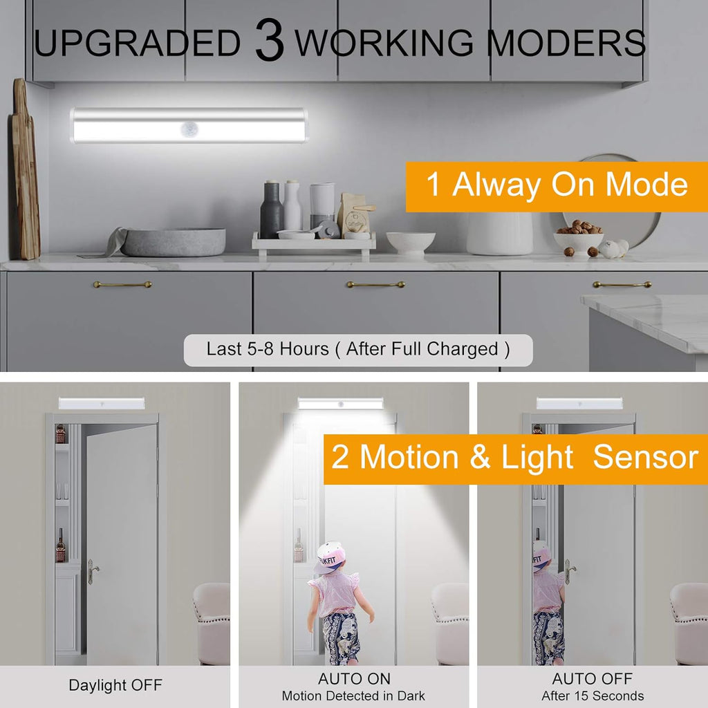 Wireless Rechargeable Motion Sensor Under Cabinet Lights 6 Pack W40426