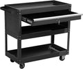 Black 3-Tier Tool Cart with Wheels and Drawers A2084