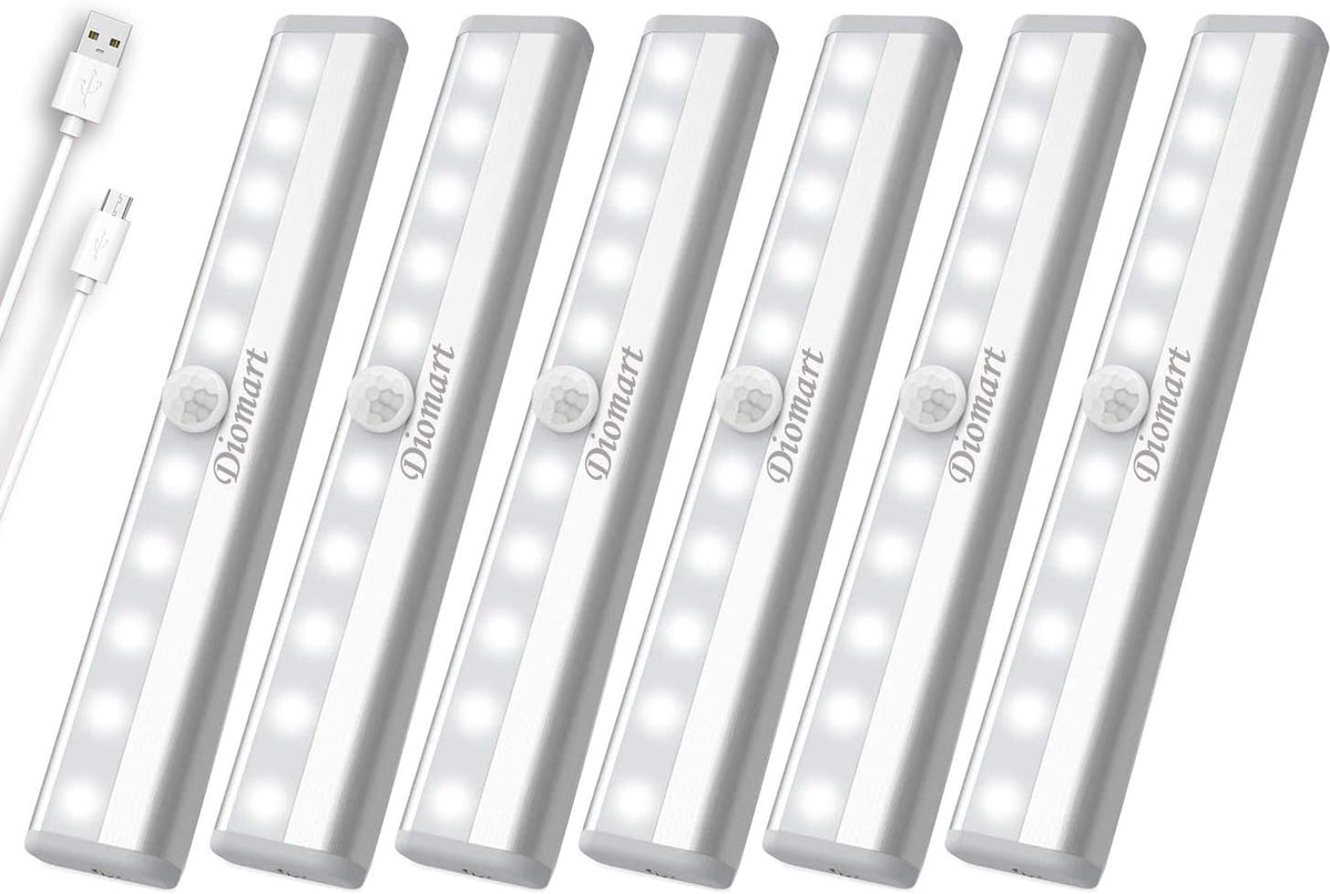 Wireless Rechargeable Motion Sensor Under Cabinet Lights 6 Pack W40426