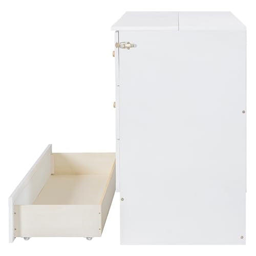 Queen Size Solid Pine Murphy Bed with Storage Drawer L6401