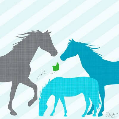 Blue Horses Canvas Art H311851