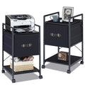 Set of 2 Black Rolling File Cabinet with 1 Drawer and Shelf A32185