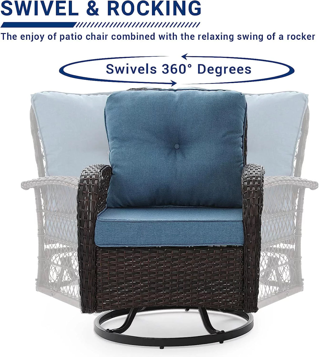 3 Pieces Patio Furniture Set with Glass Top Side Table I74411