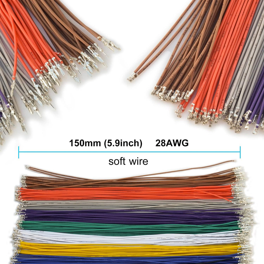 MX 1.25 Male Female Connector Kit with Pre-Crimped Cables, 240pcs Connectors and 200pcs 28AWG Cable A72289