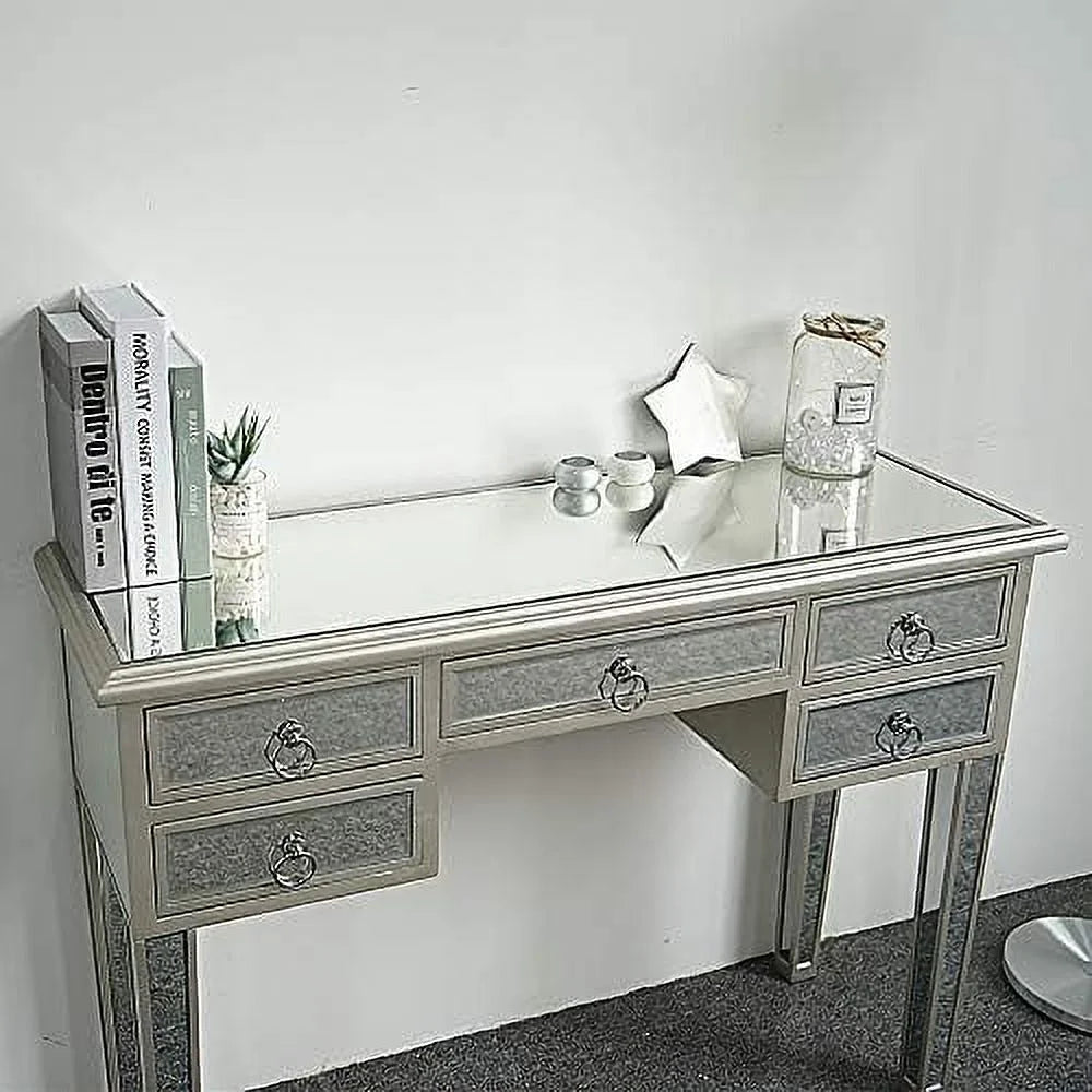 Mirrored Console Sofa Table with Silver Finish R5753