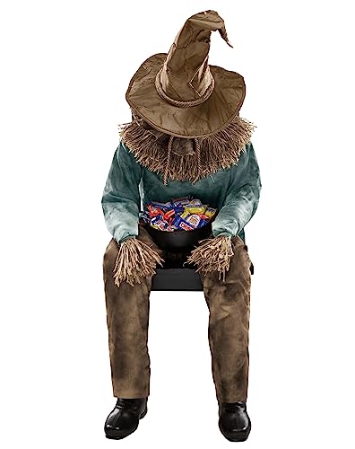 4.5 Ft Scary Sitting Scarecrow Animatronic T11372