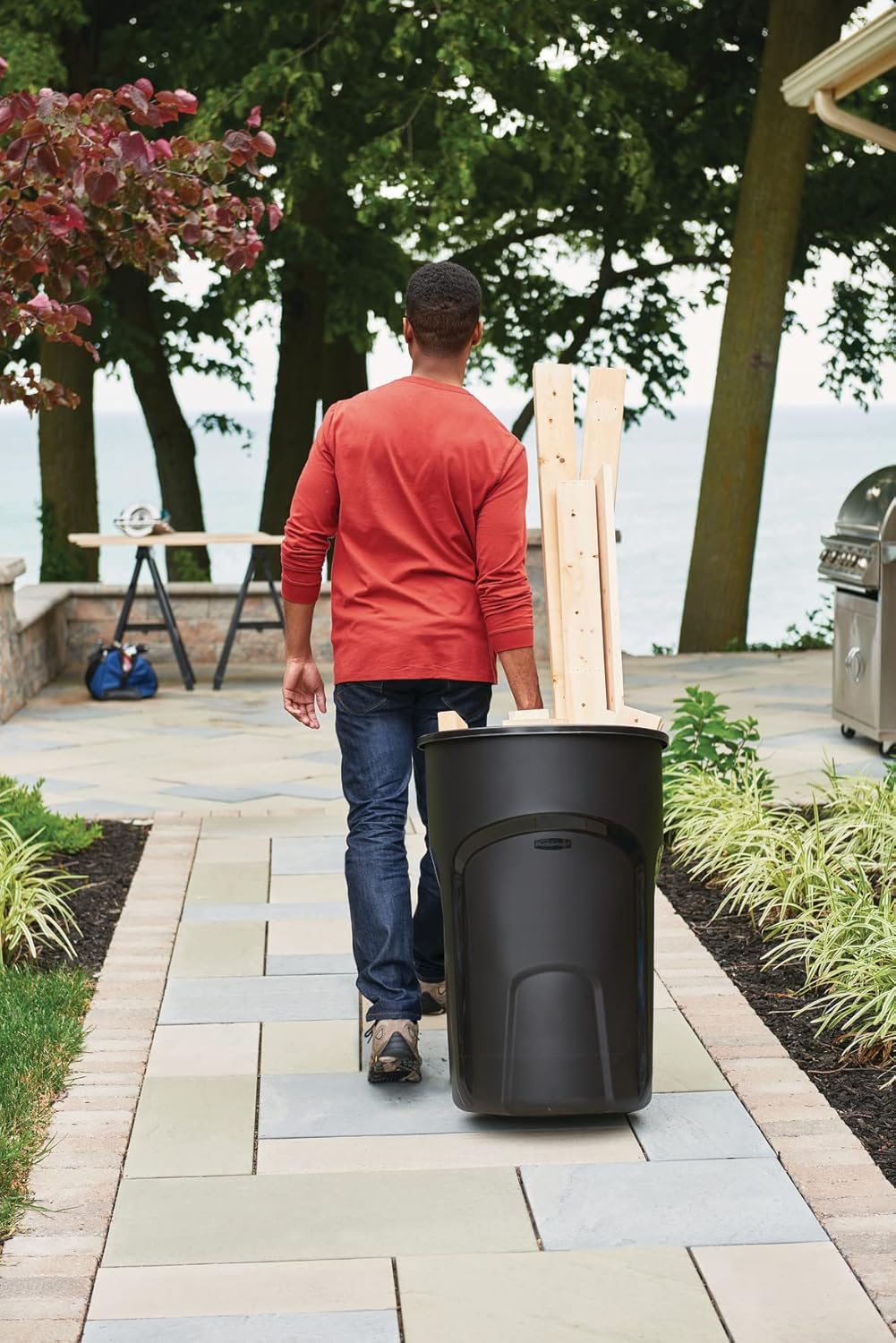 32 Gallon Black Rollout Trash Can X389799