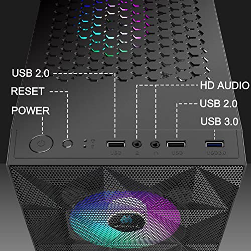 Black Mesh Front Panel Mid Tower PC Case with Tempered Glass A614