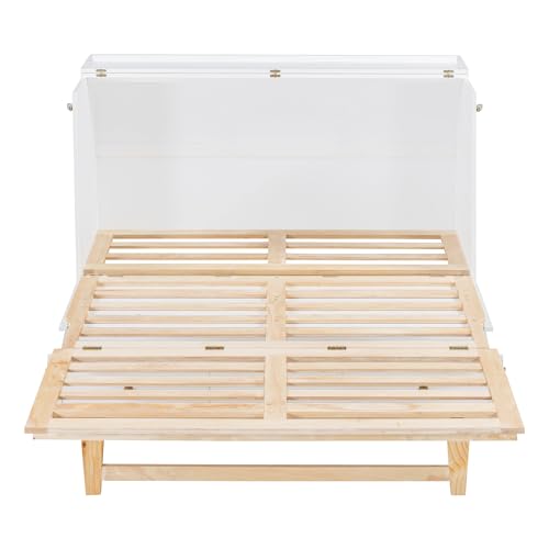 Queen Size Solid Pine Murphy Bed with Storage Drawer L6401