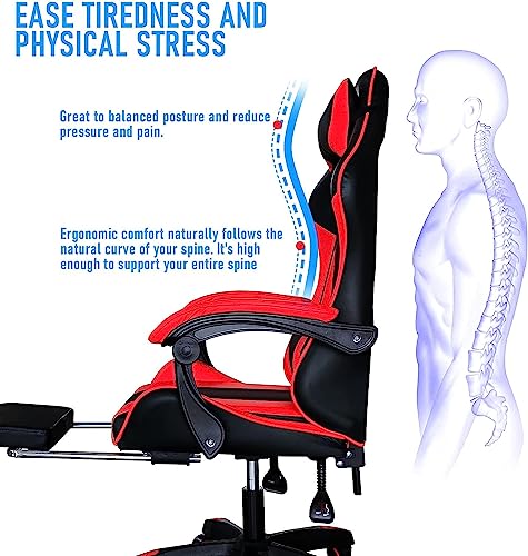 Red Ergonomic Gaming Chair with Footrest L96762