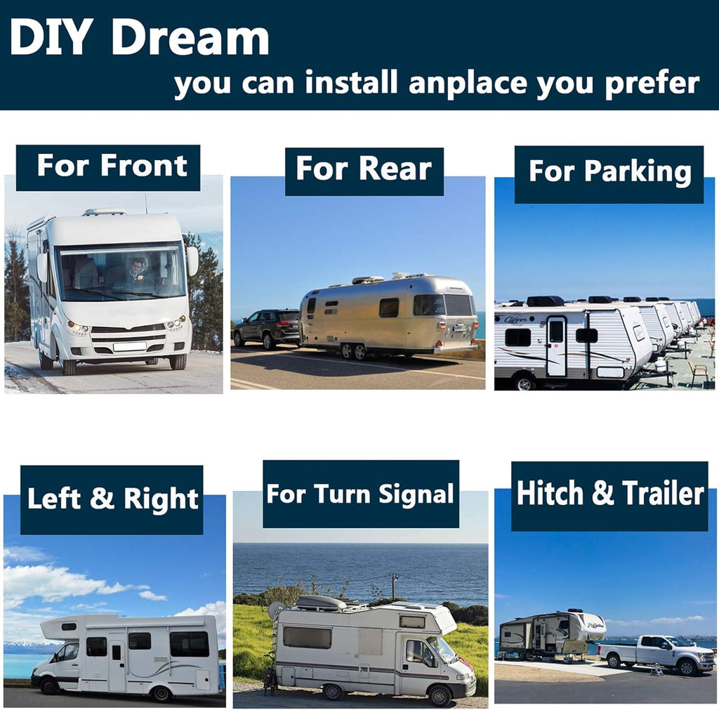 10.1 Monitor Backup Camera Wired System 1080P HD 4 Split Screen IP69 Waterproof A82365