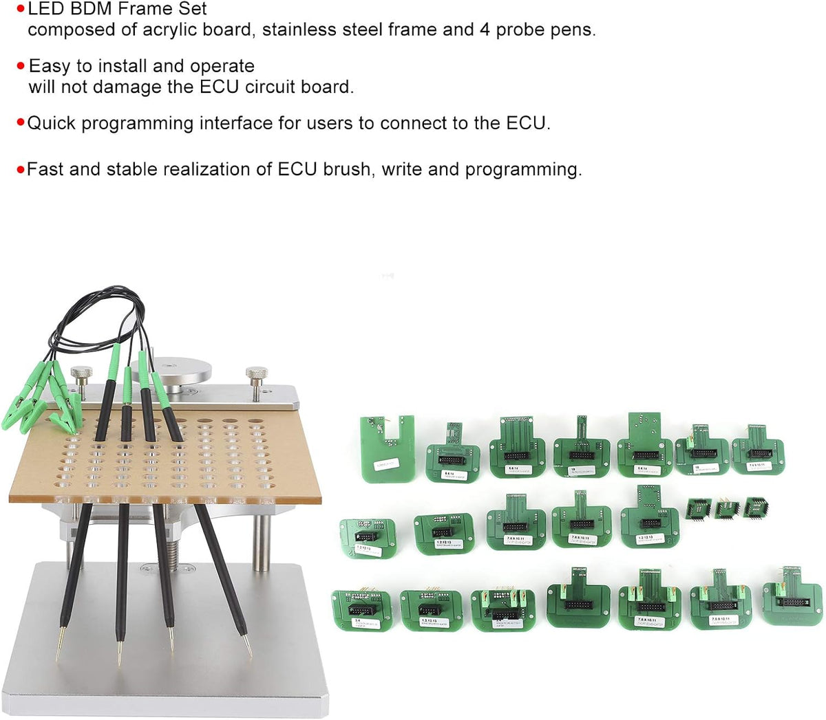 LED BDM Frame Set ECU Programmer with 4 Probe Pens 22pcs Adapters E5084