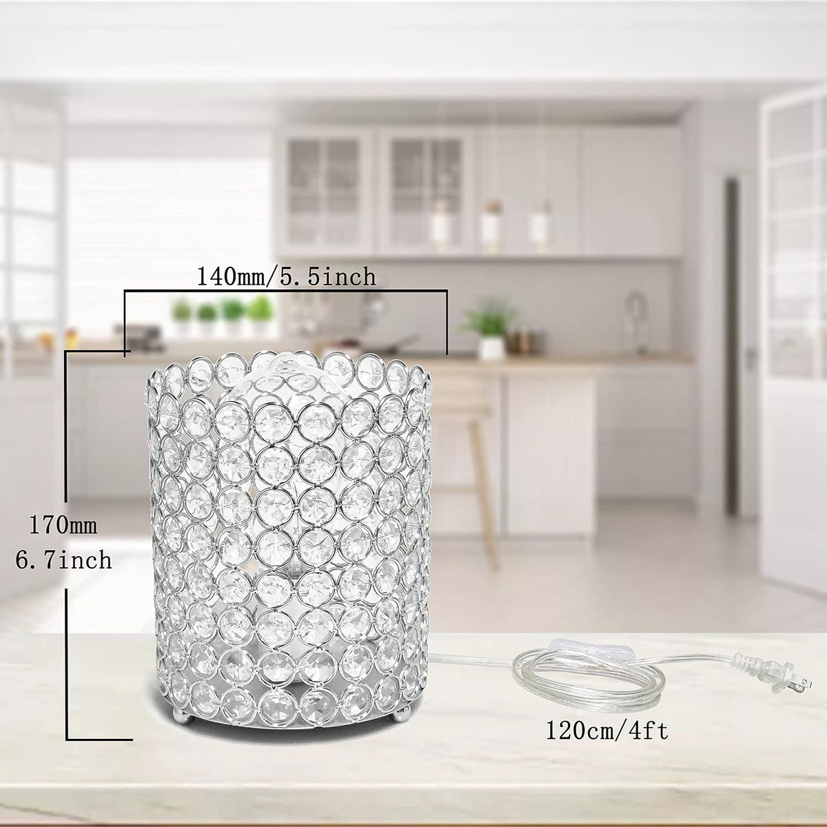 Silver K9 Crystal Table Lamp S4806