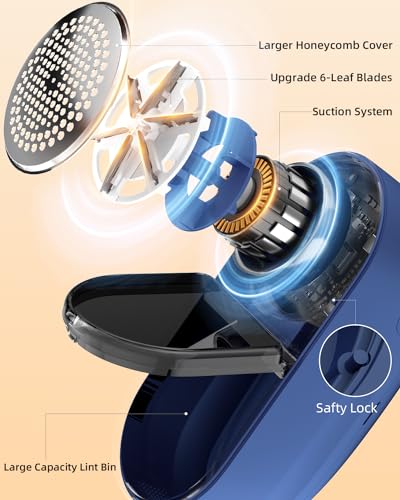 Fabric Shaver, 6-Leaf Blades, Rechargeable, 2600mAh Battery Operated I5921