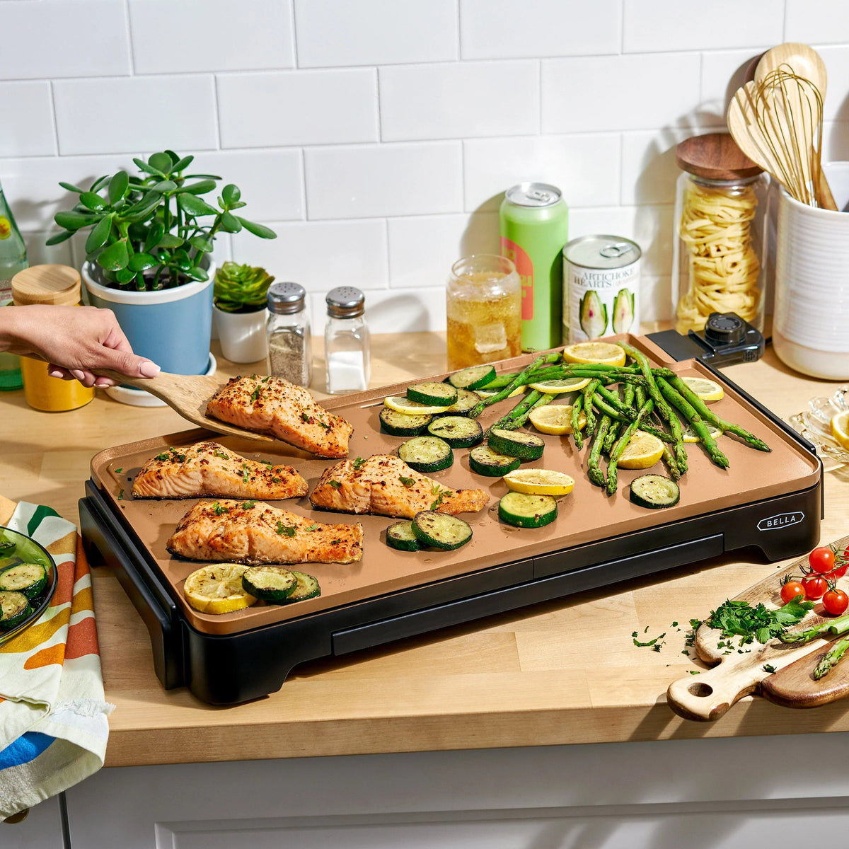 Extra Large Ceramic Griddle with Warming Tray A1036