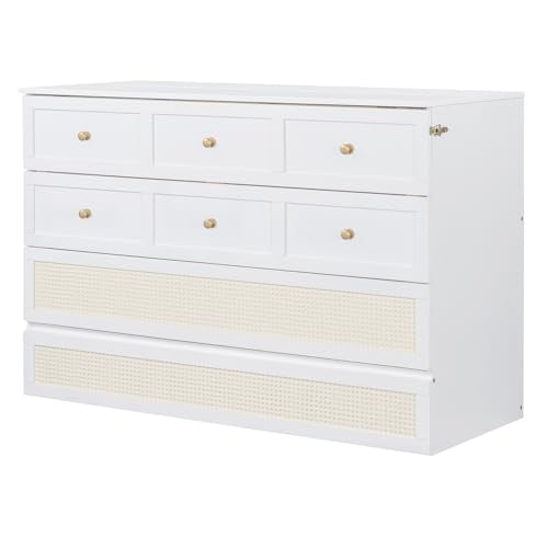 Queen Size Solid Pine Murphy Bed with Storage Drawer L6401