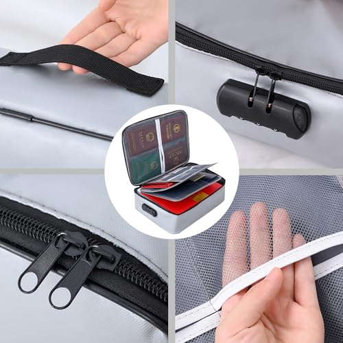 Black Fireproof Waterproof Document Bag with Lock U996