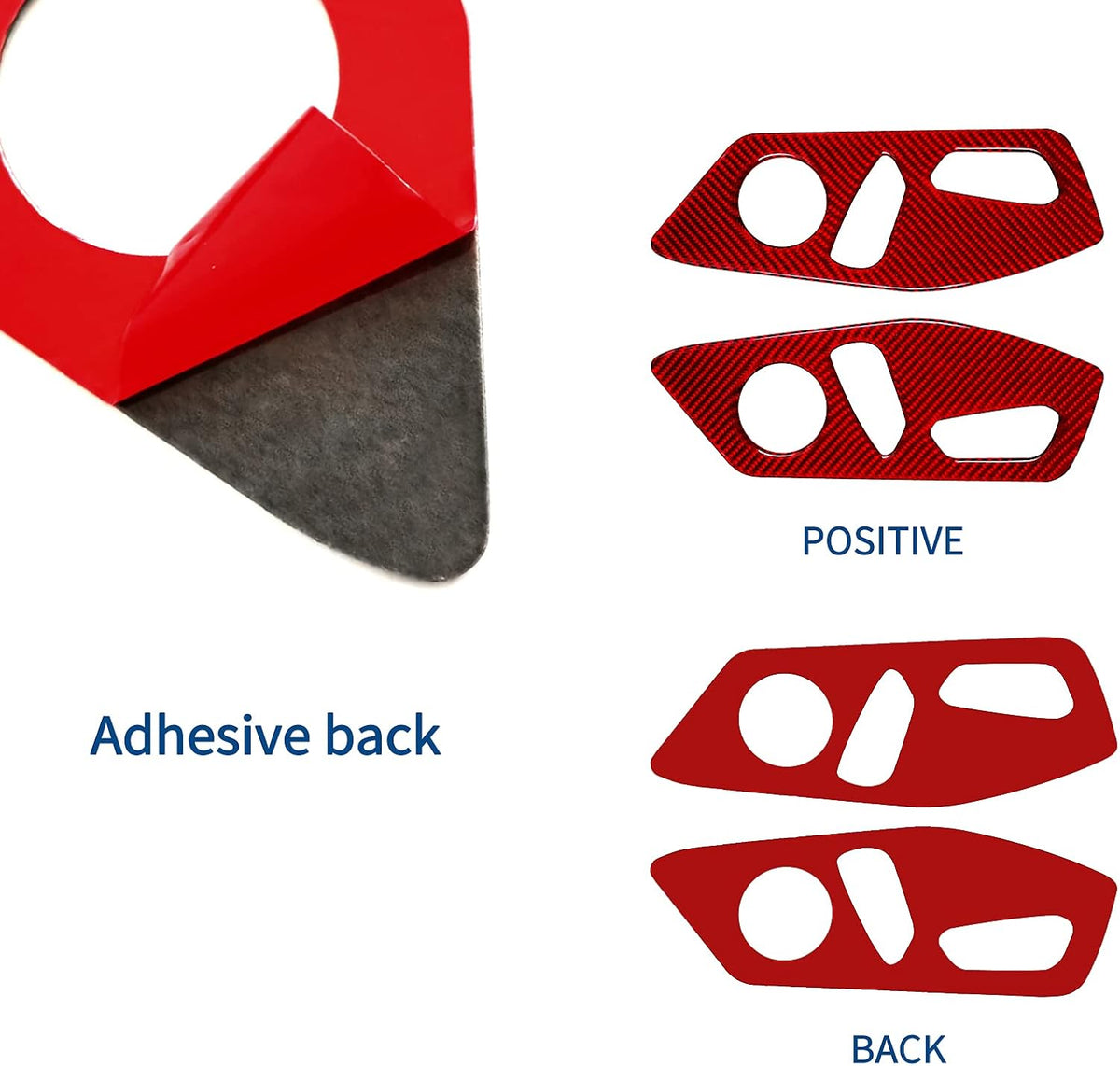 Carbon Fiber Car Seat Adjustment Button Panel Cover Trim Sticker Red D7354