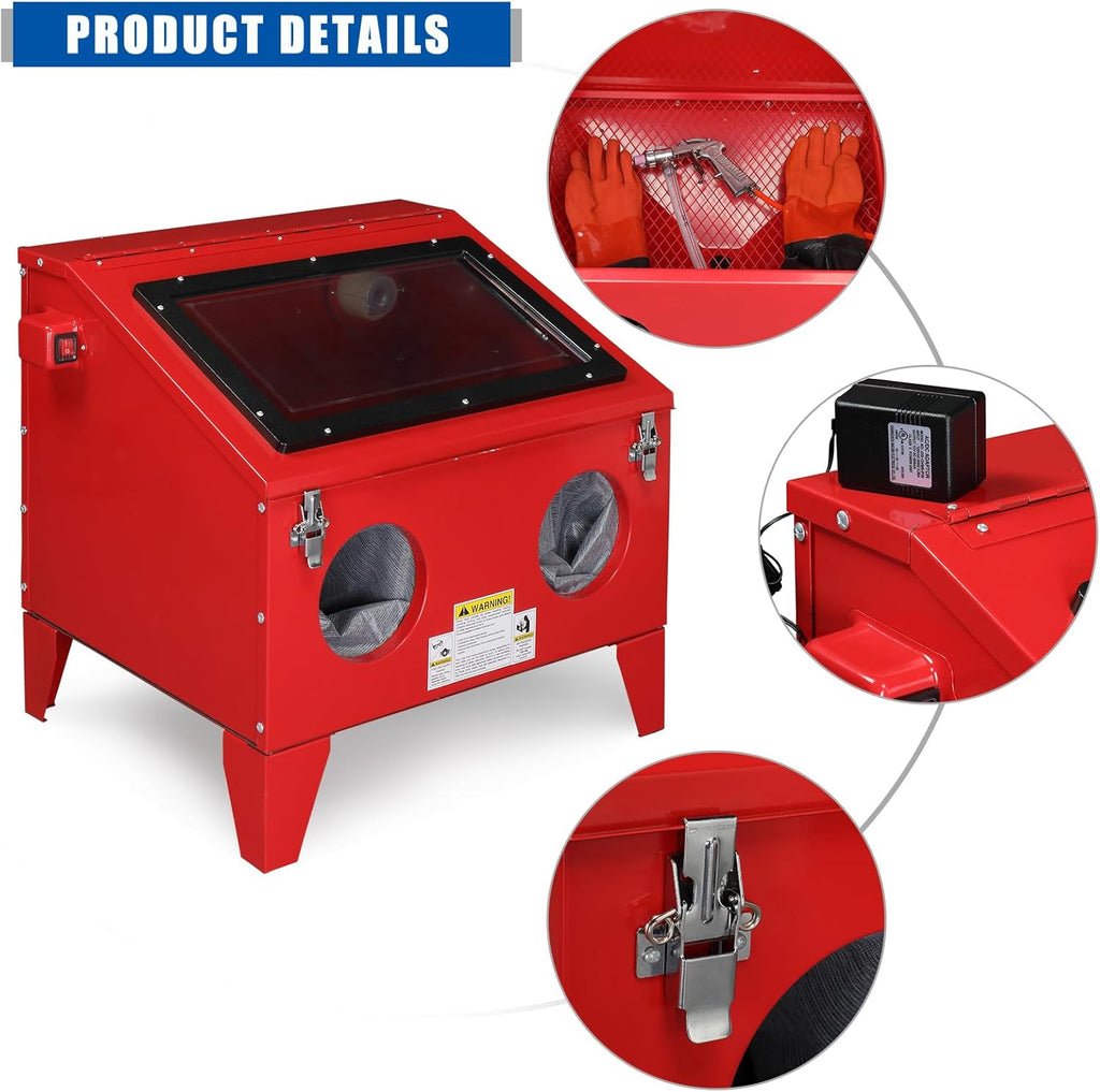 40 Gallon Portable Bench Top Sand Blasting Cabinet with Spray Gun I8727