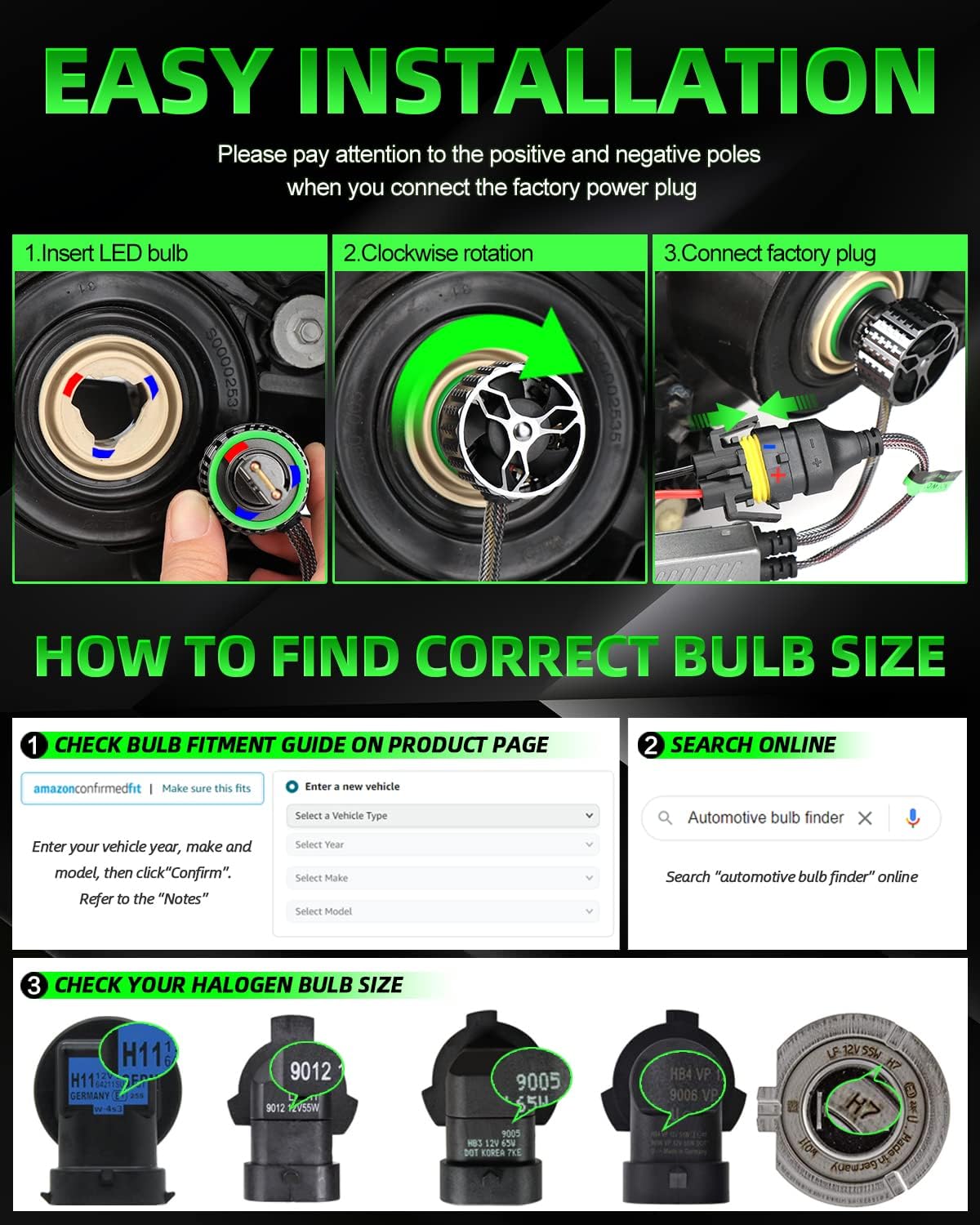 9006/HB4 LED Headlight Bulbs 6000K Cool White Conversion Kit Pack of 2 R90400