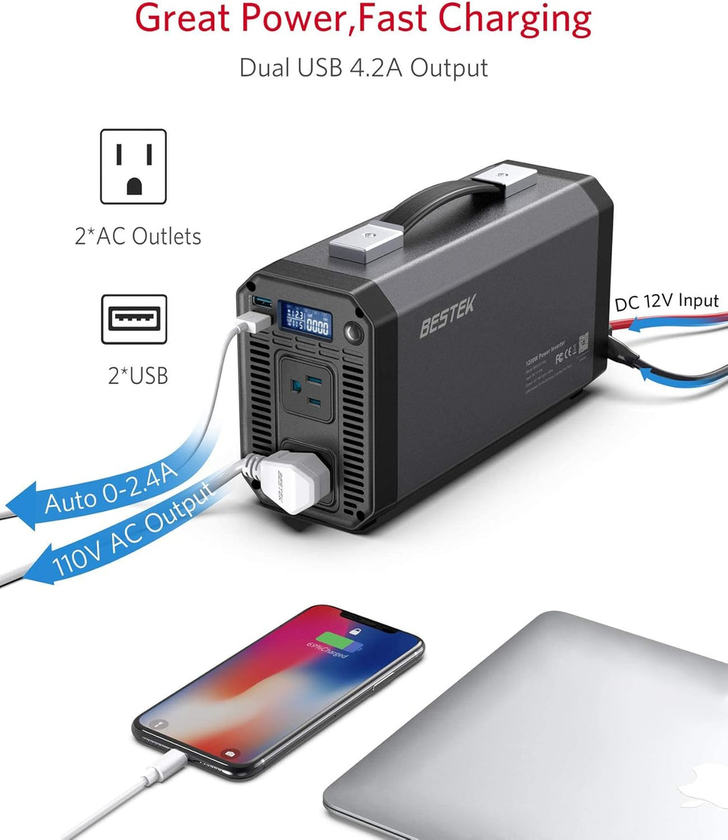1200W Car Power Inverter with LCD Display Dual USB L325