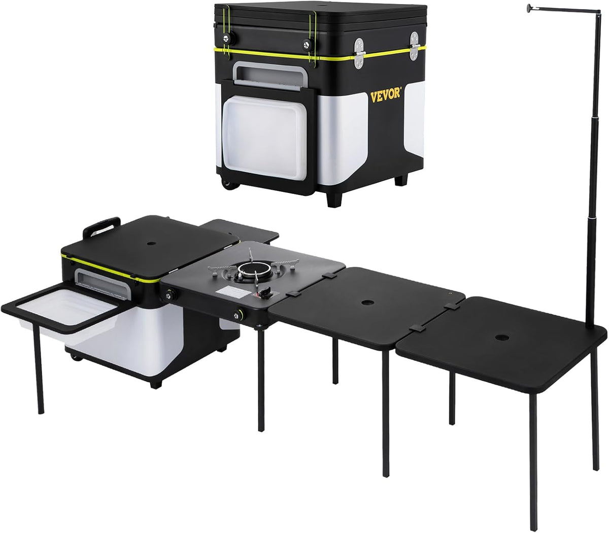 Black Portable Outdoor Cooking Station with Wheels P25530