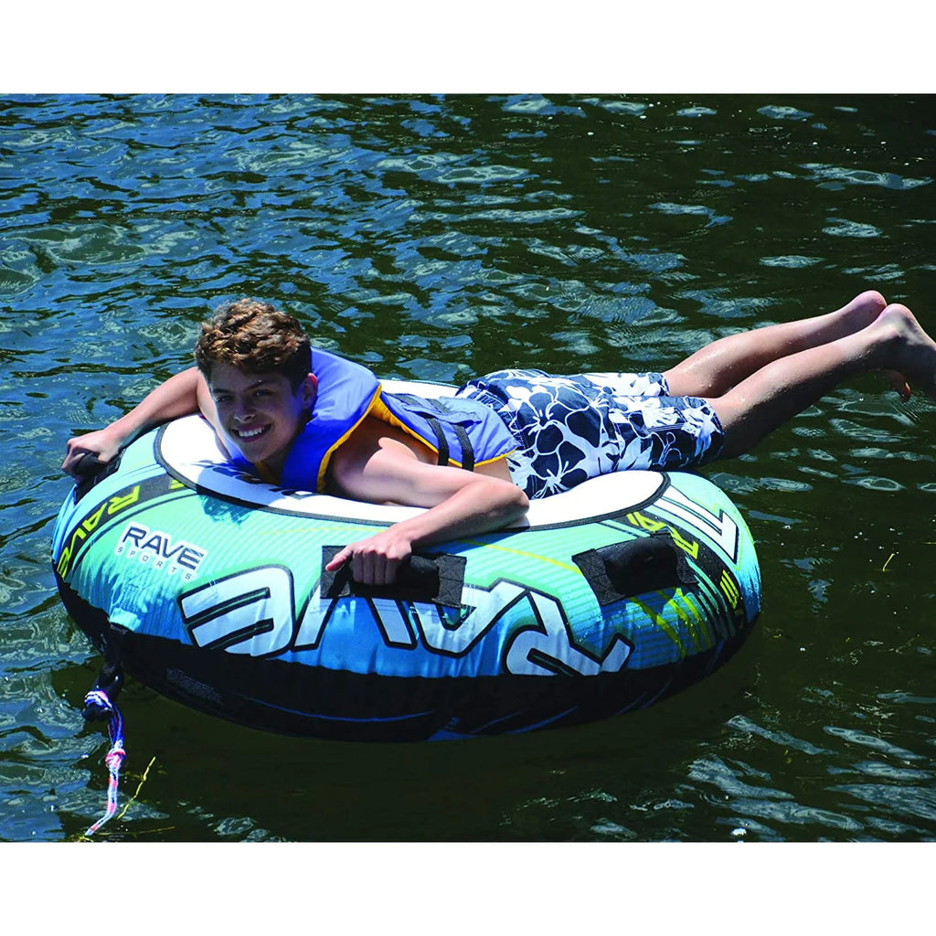54 Inch 1 Rider Inflatable Towable Water Ski Tube with 4 Handles, Blue P51393