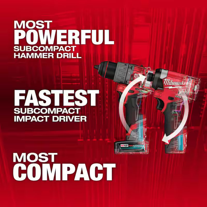 12-Volt Lithium-Ion Brushless Cordless Hammer Drill and Impact Driver Combo Kit with Compact Vacuum N4673