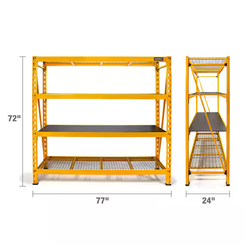Yellow 4-Tier Steel Storage Shelving Unit C817