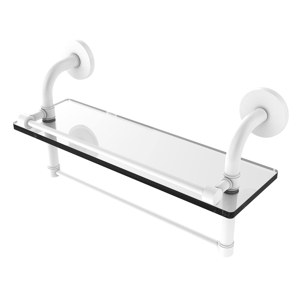 Gallery Glass Shelf with Towel Bar - Unlacquered Brass - 16 inch Z878412