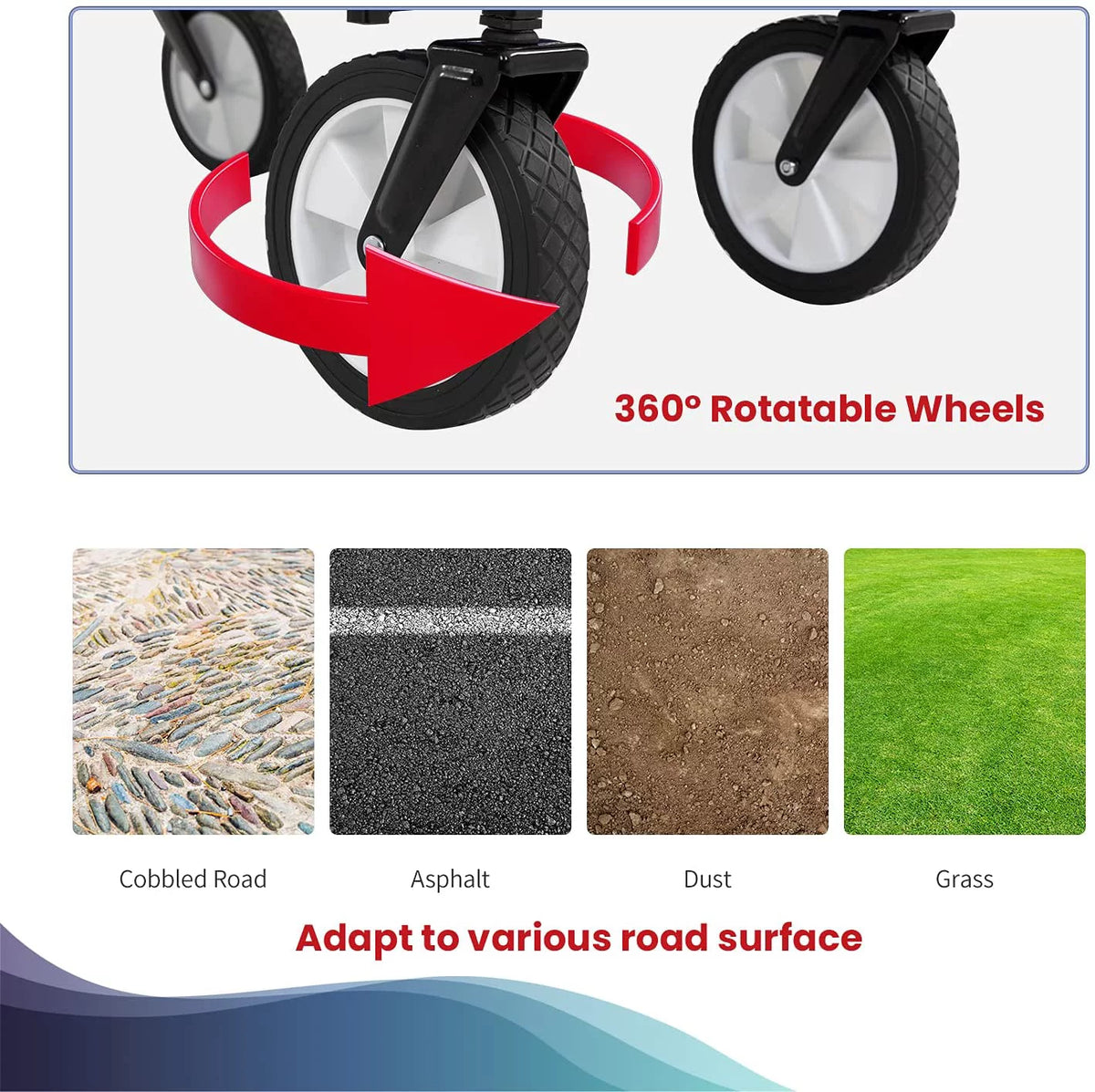 Collapsible Folding Wagon Cart with All-Terrain Wheels Black V725