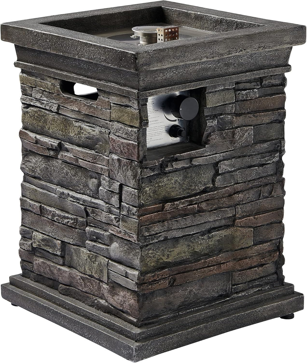 Square Propane Gas Fire Pit Table with Lava Rocks and PVC Cover T278