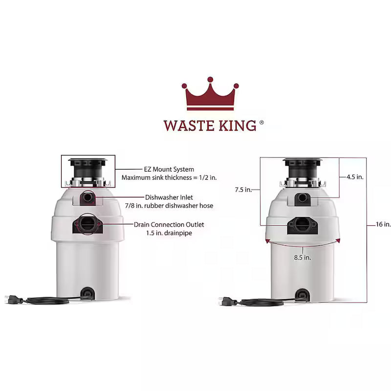 1 HP Continuous Feed Garbage Disposal E22258