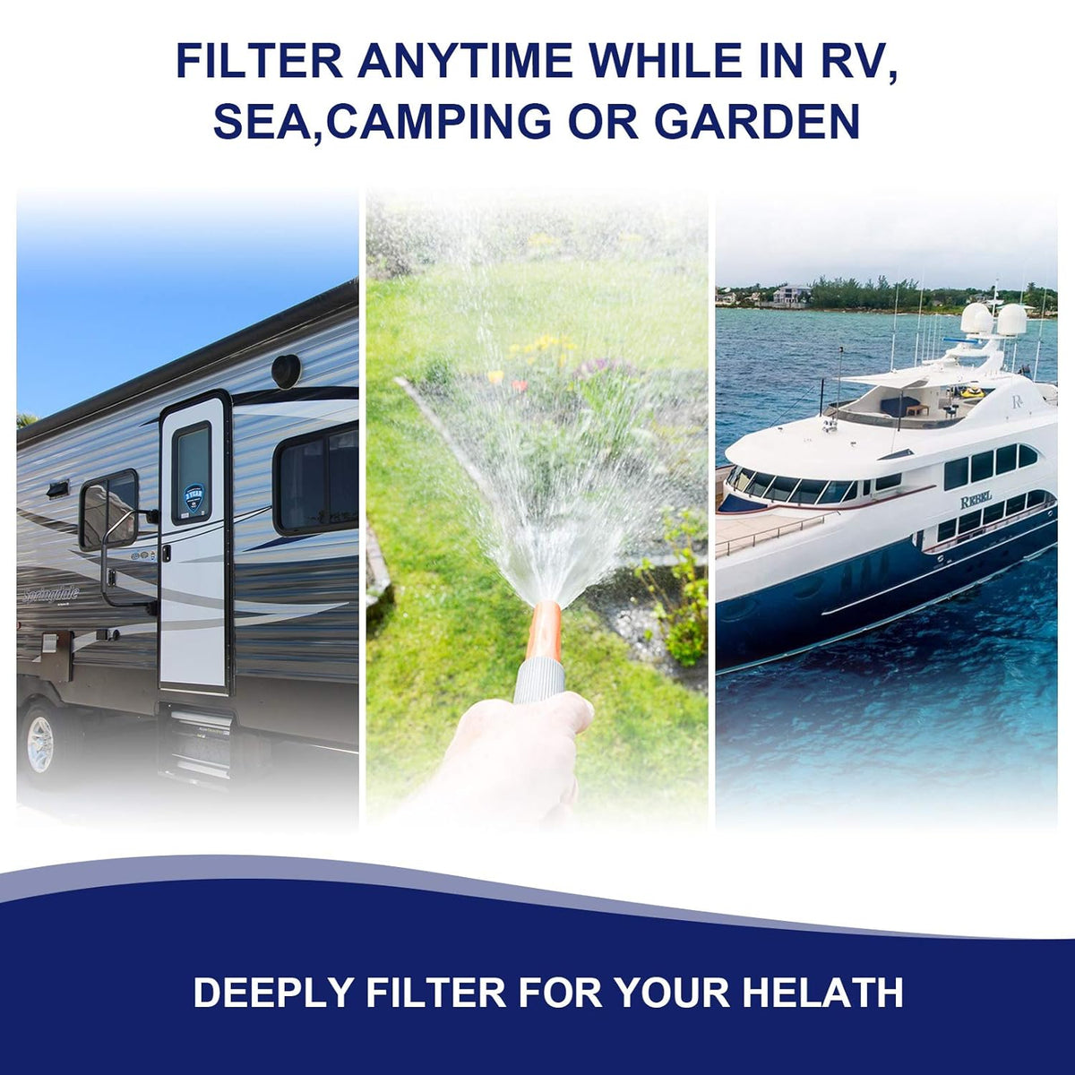 2 Packs RV Camper Inline Water Filter with Flexible Hose Protector X435