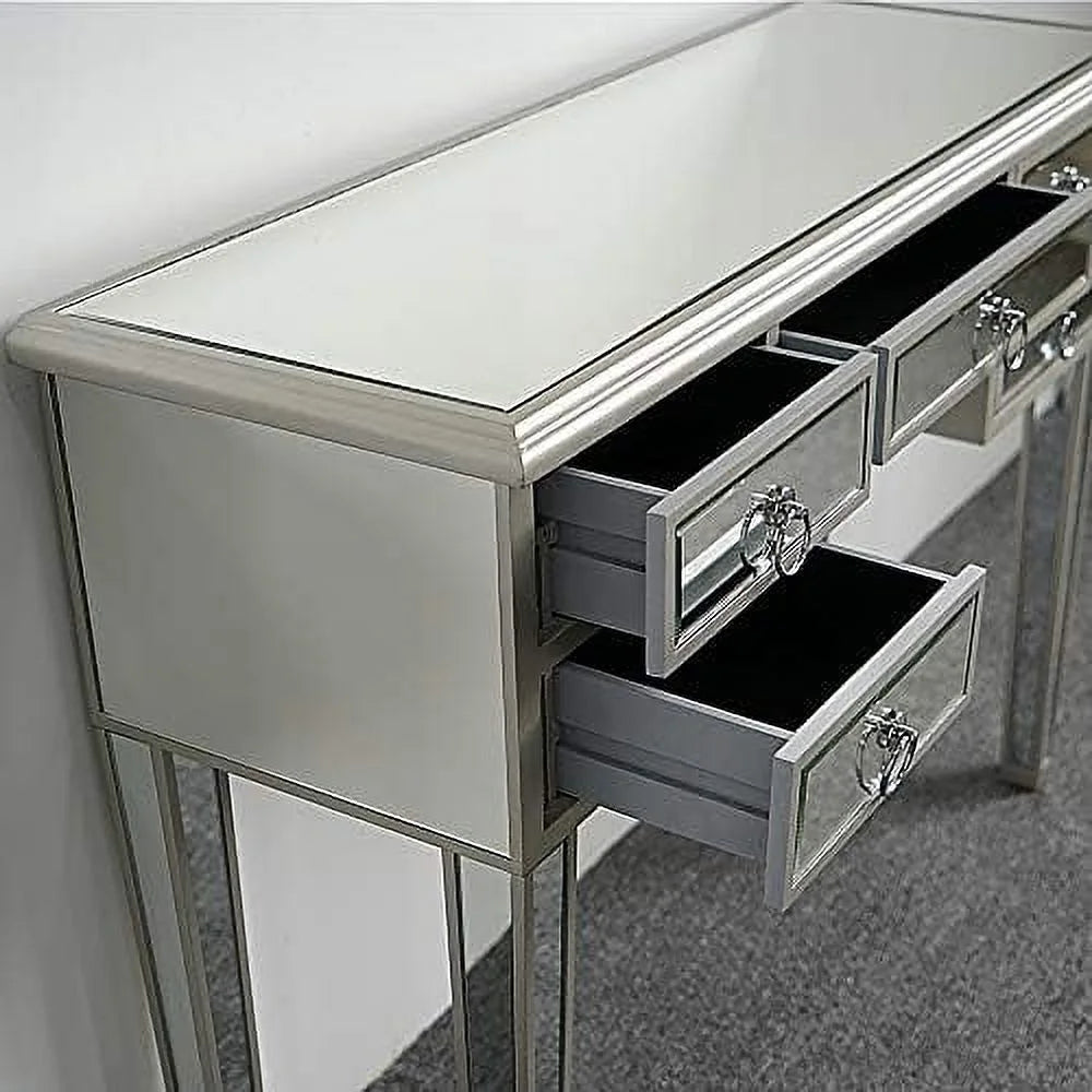 Mirrored Console Sofa Table with Silver Finish R5753