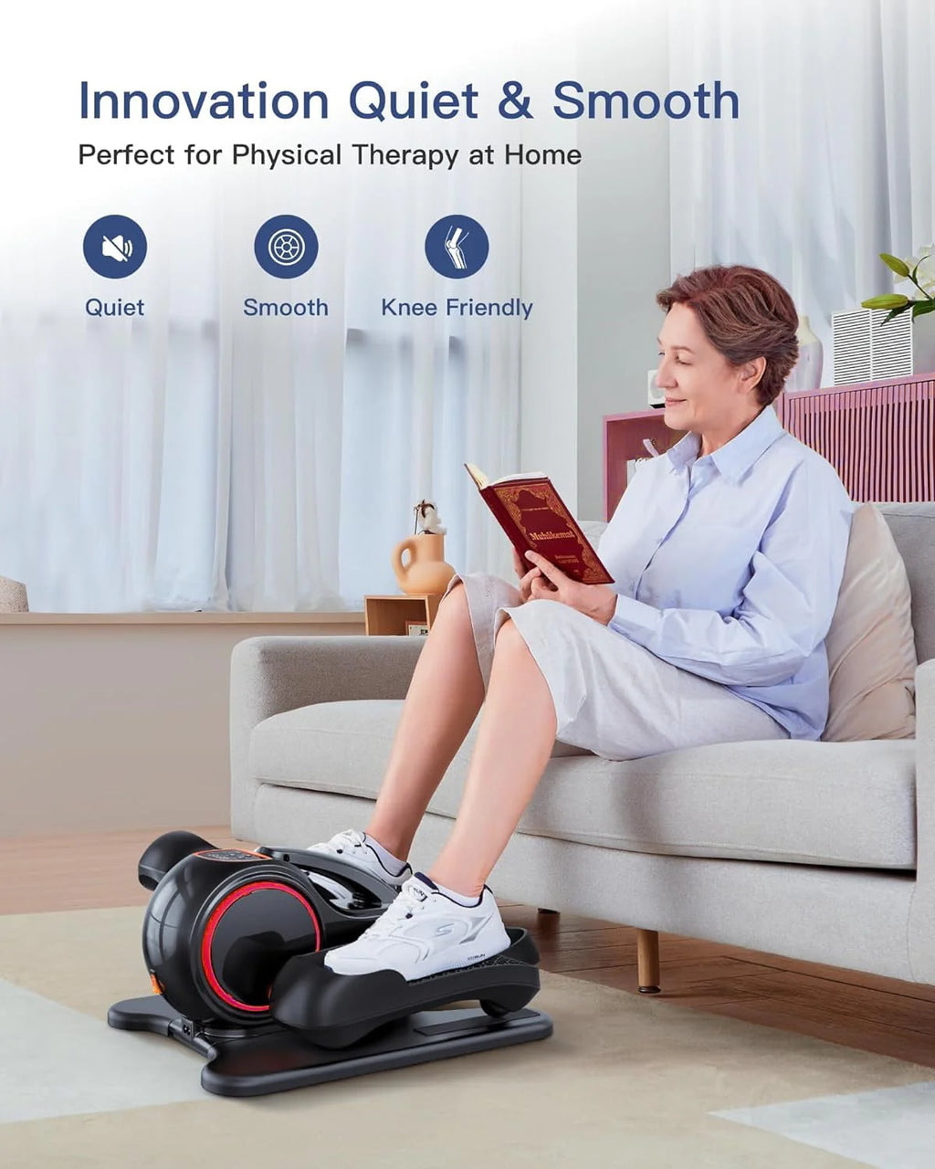 Under Desk Ellipticals Electric with Remote Control & Non-Slip Pedals O424528