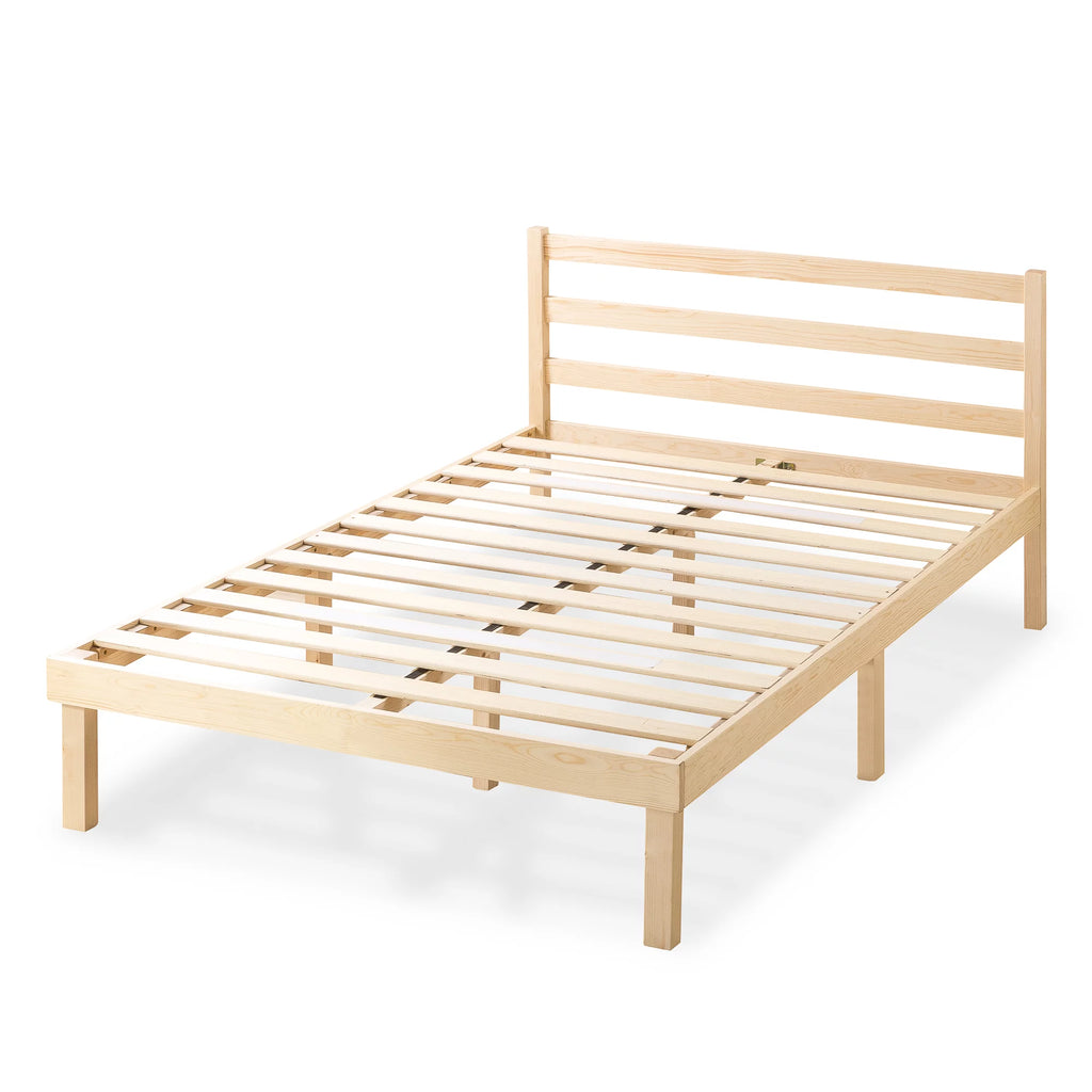 King Wood Platform Bed Frame with Headboard X706172