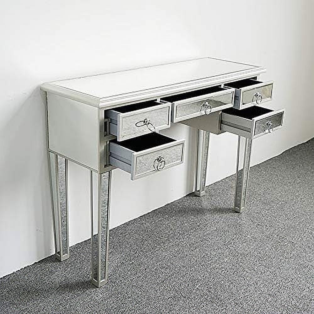 Mirrored Console Sofa Table with Silver Finish R5753