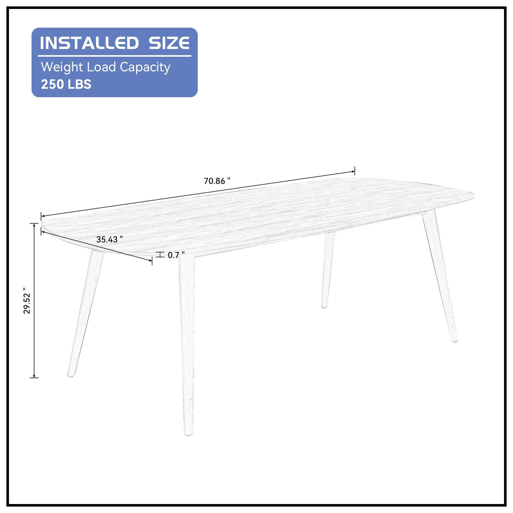 Large Walnut Wood Dining Table with Solid Wood Legs E802200