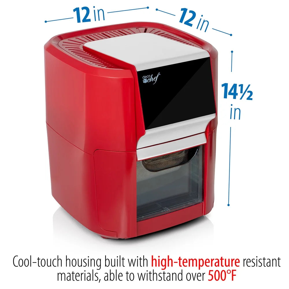 12.7QT Digital Air Fryer Oven with 3 Racks Rotisserie Red A2910