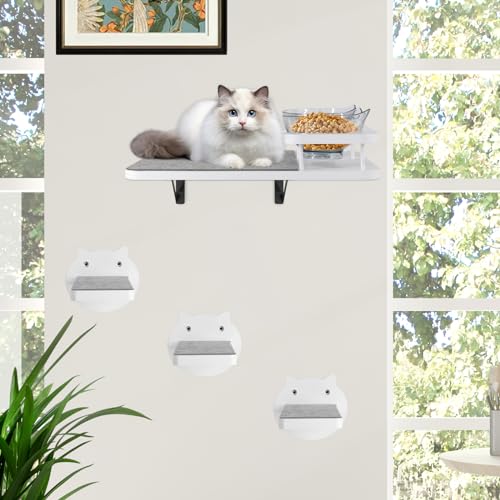 Cat Wall Shelves with 3 Steps & Scratch Post E4667
