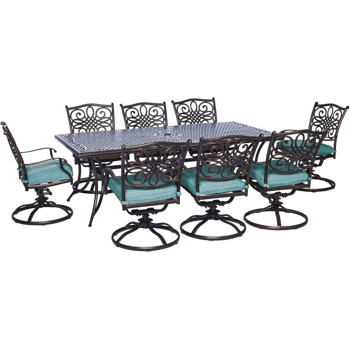 9-Piece Aluminum Outdoor Dining Set with 8 Swivel Rockers Y848