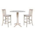 42" Round Solid Wood Bar Height Table with Two Stools X793403
