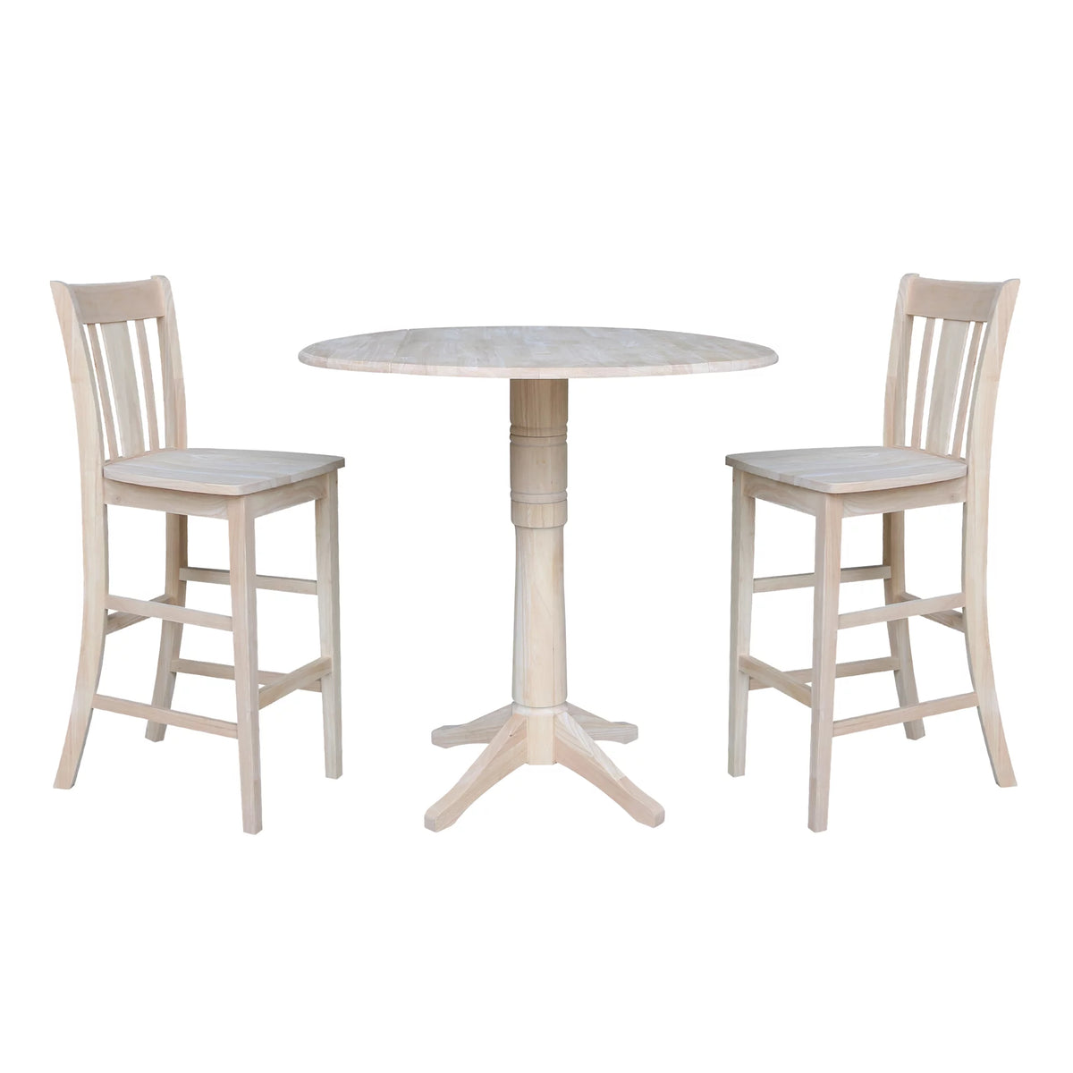 42" Round Solid Wood Bar Height Table with Two Stools X793403