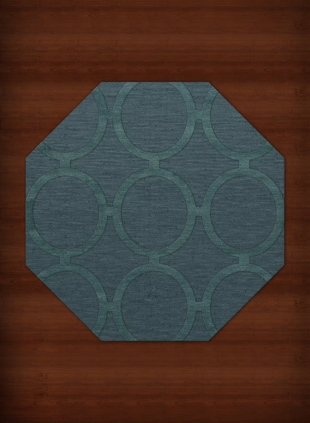 Teal Circles Rings 10' x 10' Octagon Area Rug O95400