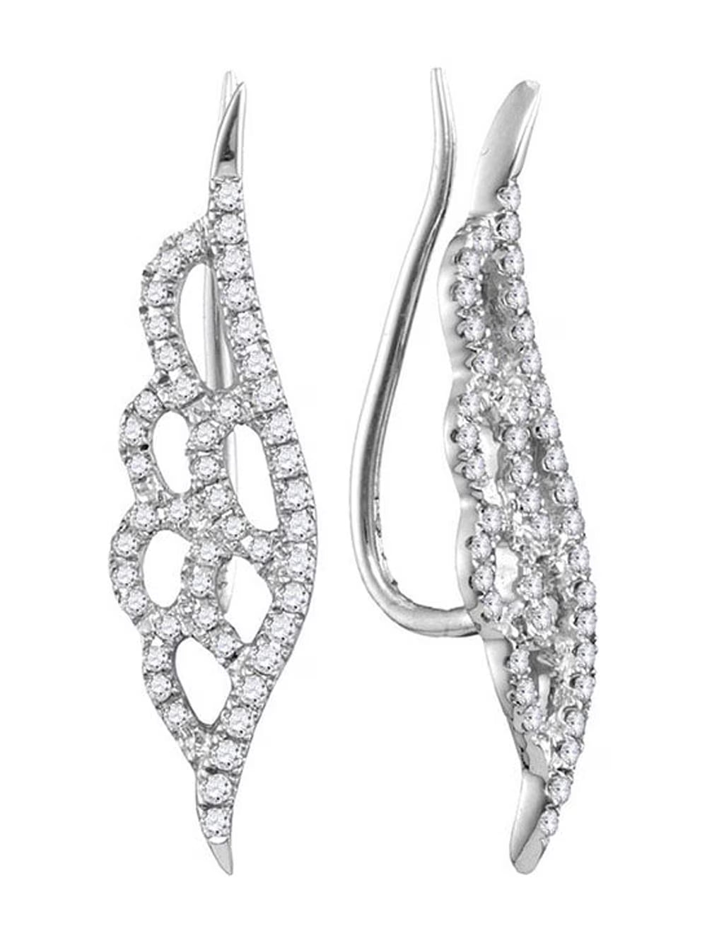10kt White Gold Winged Climber Earrings E941223