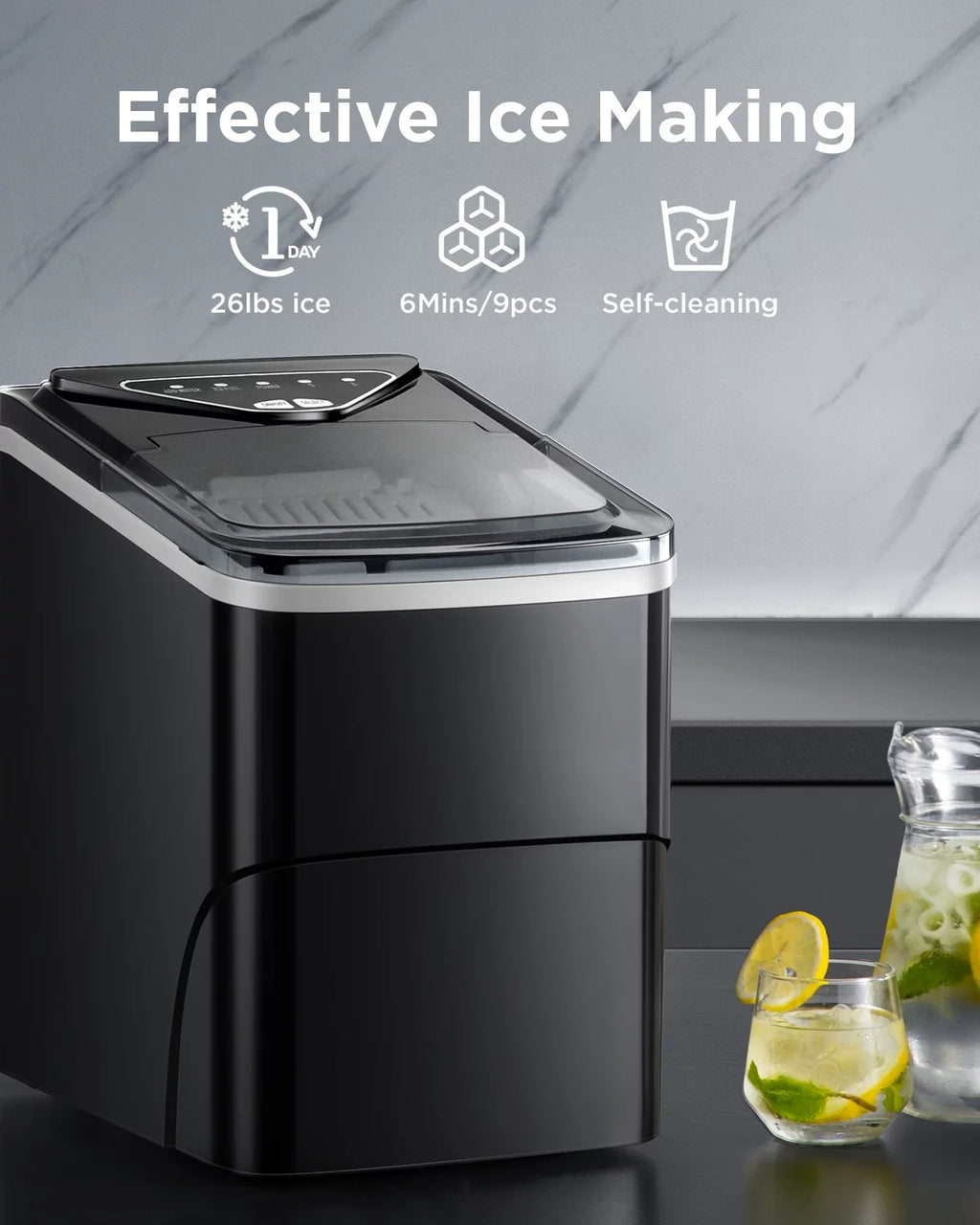 Portable Countertop Ice Maker 26lbs/24h with Scoop & Basket L227