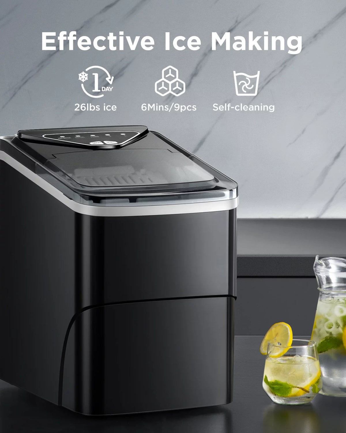 Portable Countertop Ice Maker 26lbs/24h with Scoop & Basket L227