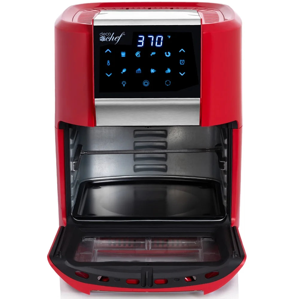 12.7QT Digital Air Fryer Oven with 3 Racks Rotisserie Red A2910