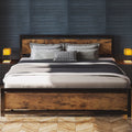 King Platform Bed Frame with Headboard and Under Bed Storage V5298